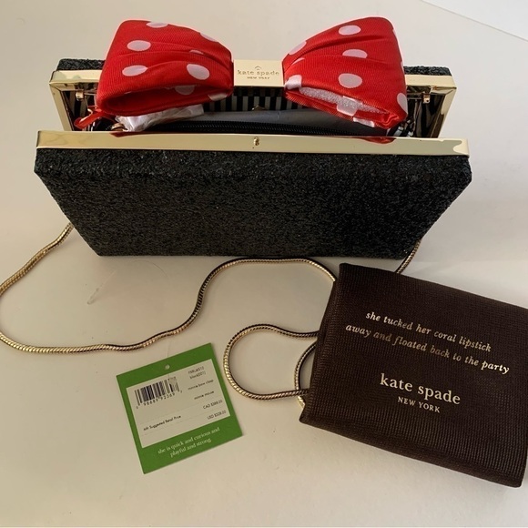 ❌❌NWT. KATE SPADE X DISNEY Minnie Mouse Bow Clasp Glitter Clutch - Picture 12 of 12